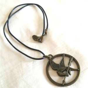 Gold Hunger Games Lionsgate Mockingjay Necklace Leather Cord